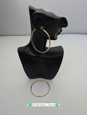 18K Real Gold Thin Hoop Earring 32mm